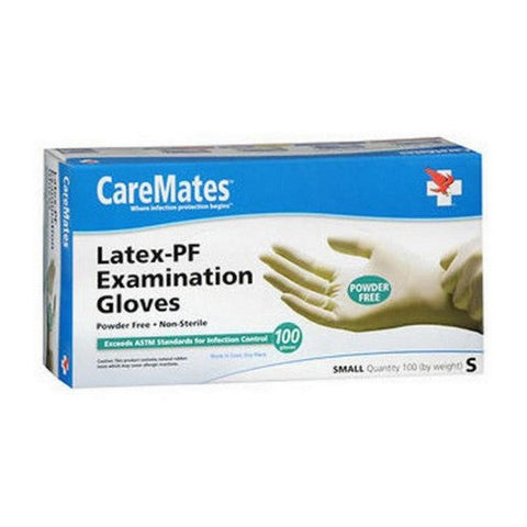 Caremates, Latex PF Examination Gloves Small, 100 Count Caremates