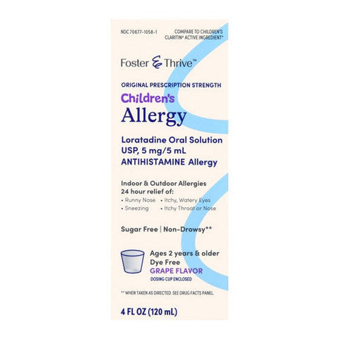 Foster And Thrive, Children's Allergy Loratadine Oral Solution, 4 Oz Foster And Thrive