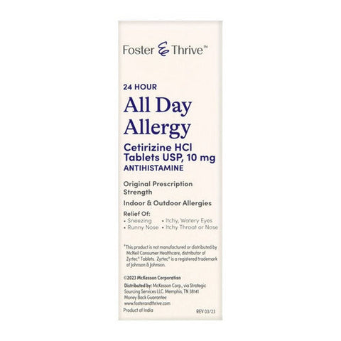 Foster And Thrive, All Day Allergy Cetirizine Hcl, 10 Mg, 30 Tabs Foster And Thrive