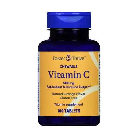 Foster And Thrive, Chewable Vitamin C Natural Orange, 500 Mg, 100 Tabs Foster And Thrive