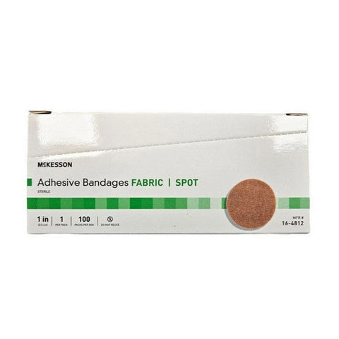 Adhesive Bandages Fabric Spots 1" 100 Count by McKesson