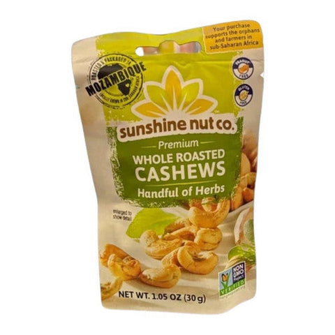 Sunshine Nut Company, Whole Roasted Cashew Herb, 1.05 Oz (Case Of 12) Sunshine Nut Company