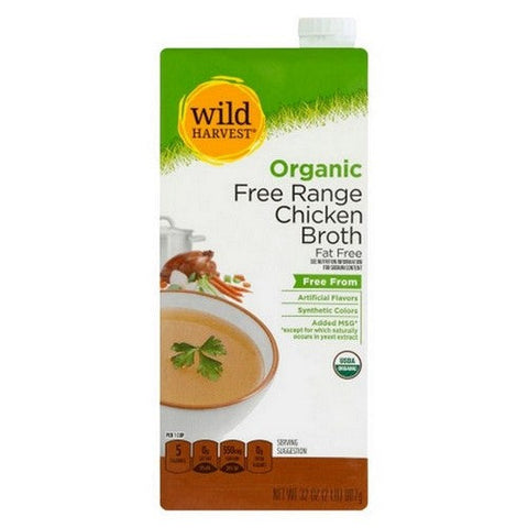 Wild Harvest, Organic Free Range Chicken Broth, 32 Oz (Case Of 12) Wild Harvest