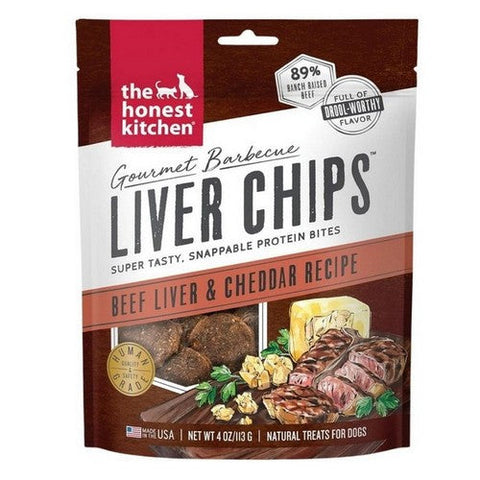 The Honest Kitchen, Gourmet Barbecue Liver Chips Beef Liver And Cheddar Dog Treats, 4 Oz (Case Of 6) The Honest Kitchen