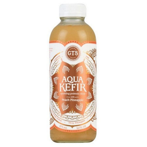 GT's, Aqua Kefir Peach Pineapple Drink, 16 Oz (Case Of 12) GT's