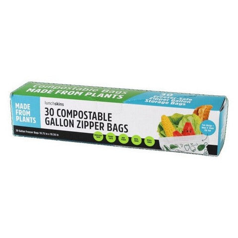 Lunchskins, Compostable Gallon Bags, 30 Count (Case Of 6) Lunchskins
