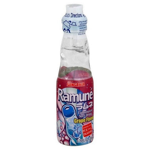 Sangaria, Soft Drink Grape Ramune, 6.76 Oz X 6 Count (Case Of 3) Sangaria