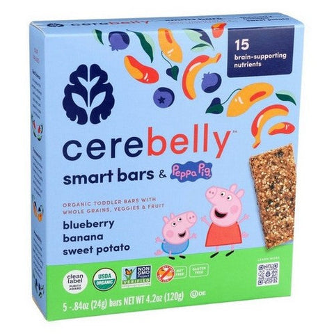 Cerebelly, Organic Blueberry Banana And Sweet Potato Smart Bar, 4.2 Oz (Case Of 6) Cerebelly