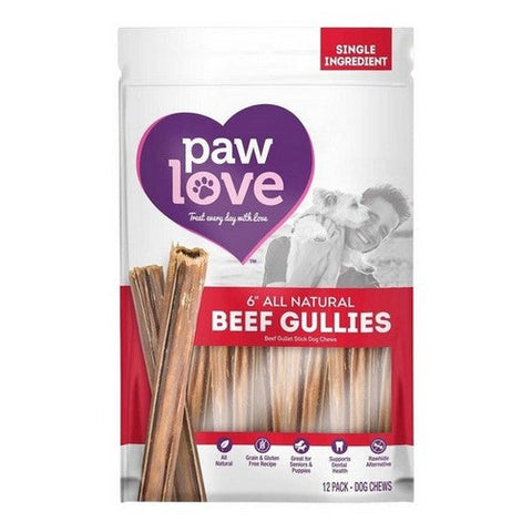 Paw Love, Beef Gullies 6 Inches Dog Chews, 12 Count (Case Of 6) Paw Love