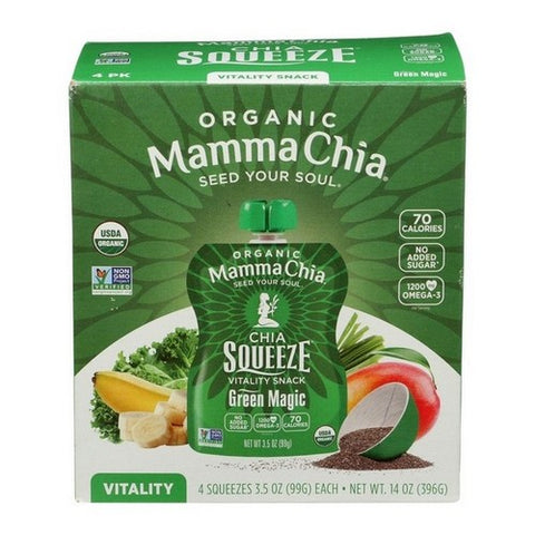 Mamma Chia, Organic Chia Squeeze Green Magic, 3.5 Oz X 4 Count (Case Of 6) Mamma Chia