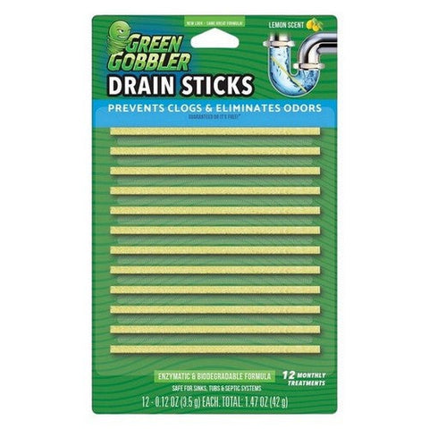 Green Gobbler, Drain Strip Bioflow Drain Deodorizer Lemon, 12 Count (Case Of 12) Green Gobbler