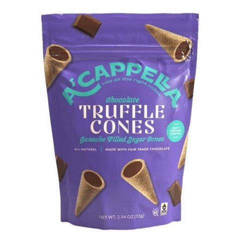 Acappella, Chocolate Truffle Cones, 2.54 Oz (Case Of 6) Acappella