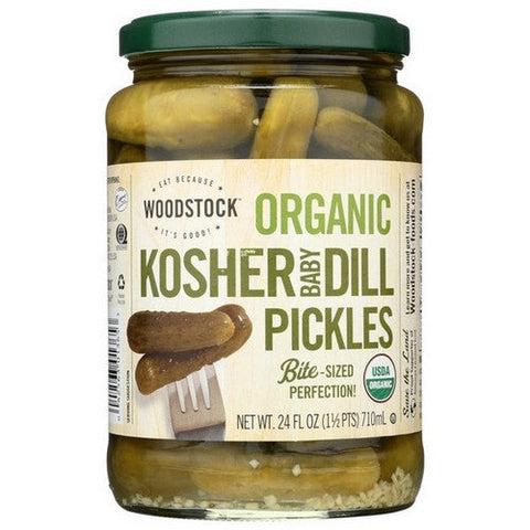 Woodstock, Kosher Baby Dill Pickles Organic, 24 Oz (Case Of 6) Woodstock