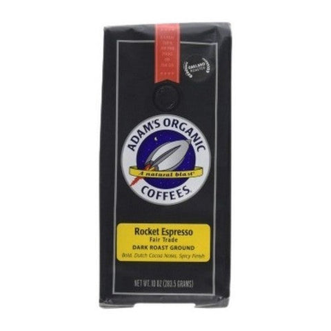 Adam's Organic Coffees, Organic Rocket Espresso Coffee, 10 Oz (Case Of 6) Adam's Organic Coffees