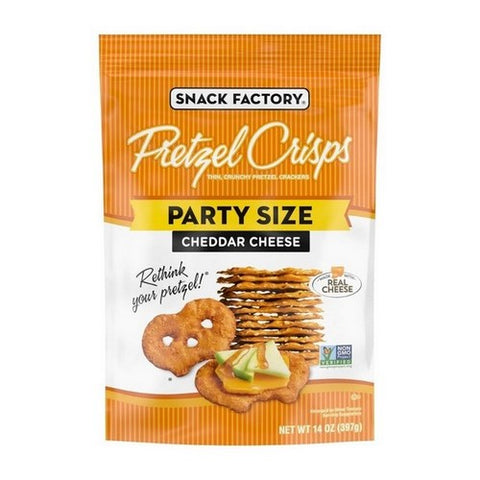 Pretzel Crisps, Snack Factory Cheddar Cheese Party Size, 14 Oz (Case Of 12) Pretzel Crisps