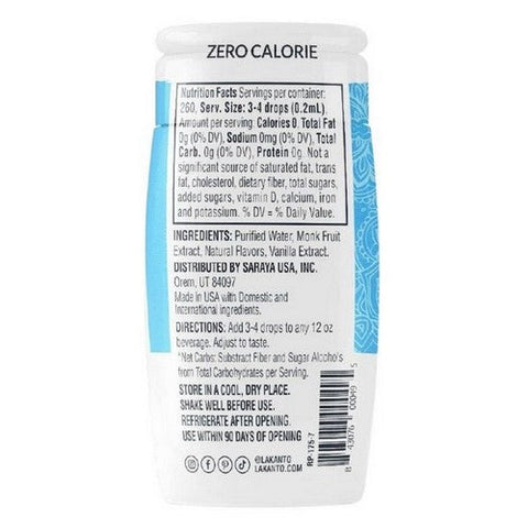 Lakanto, Liquid Monkfruit Extract Drops Vanilla, 1.76 Oz (Case Of 6) Lakanto