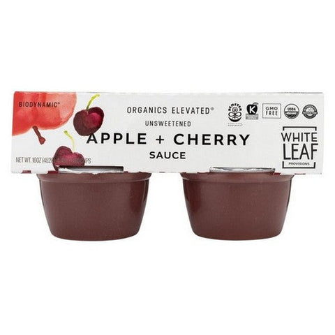 White Leaf Provisions, Elevated Unsweetened Apple Plus Cherry Sauce, 4 Oz X 4 Count (Case Of 6) White Leaf Provisions