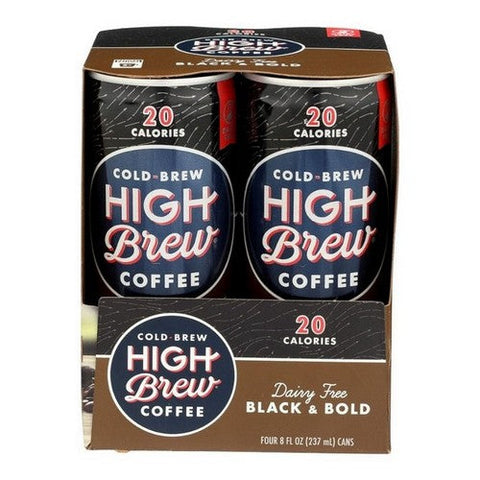 High Brew, Cold Brew Coffee Dairy Free Black And Bold, 8 Oz X 4 Count (Case Of 6) High Brew