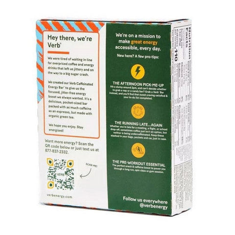 Verb Energy, Peanut Butter Crunch Caffeinated Energy Bars, 5 Count Verb Energy