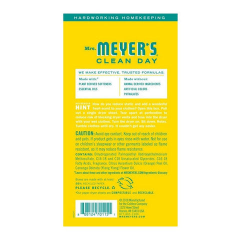 Mrs. Meyers Clean Day, Day Honeysuckle Laundry Dryer Sheets, 80 Count Mrs. Meyers Clean Day