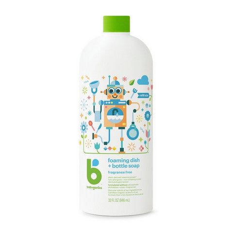Babyganics, Fragrance-Free Foaming Dish & Bottle Soap, 32 Oz Babyganics