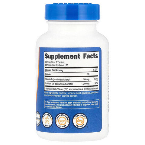 Nutricost, Calcium + Vitamin D3 Tablets, 1200 Mg/50 Mcg, 60 Count Nutricost