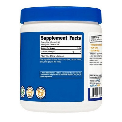 Nutricost, L-Citrulline Malate (2:1) Powder Blue Raspberry, 300 Grams Nutricost