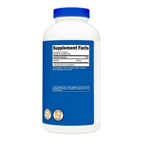Nutricost, L-Arginine Capsules, 500 Mg, 300 Capsules Nutricost
