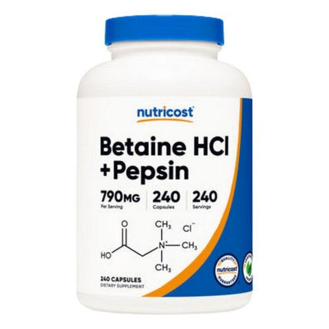 Nutricost, Betaine HCl + Pepsin Capsules, 790 Mg, 240 Count Nutricost