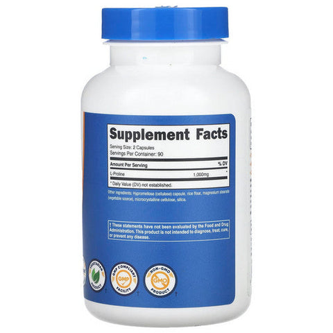 Nutricost, L-Proline Capsules, 500 Mg, 180 Count Nutricost