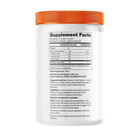 Doctors Best, Prebiotic Powder Sunfiber Unflavored, 7.4 Oz Doctors Best