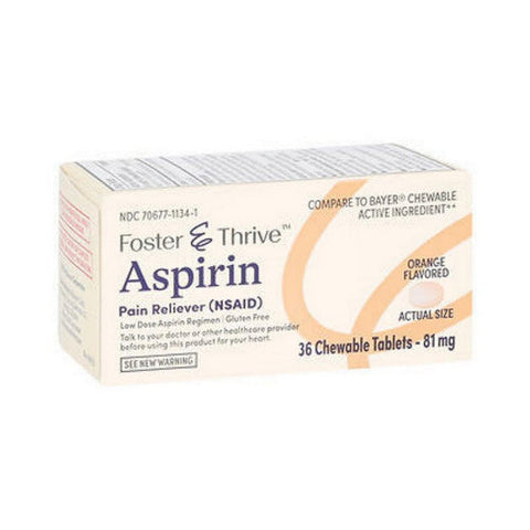 Foster And Thrive, Aspirin Chewable Tablets Orange, 81 Mg, 36 Tabs Foster And Thrive