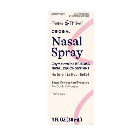 Foster And Thrive, Original Nasal Spray Oxymetazoline HCl Pump Mist, 1 Oz Foster And Thrive