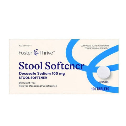 Foster And Thrive, Stool Softener Docusate Sodium, 100 Mg, 100 Tabs Foster And Thrive