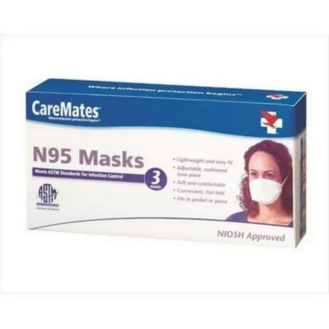 Caremates, Germ Busters Flat Fold N95 Masks, 3 Count Caremates
