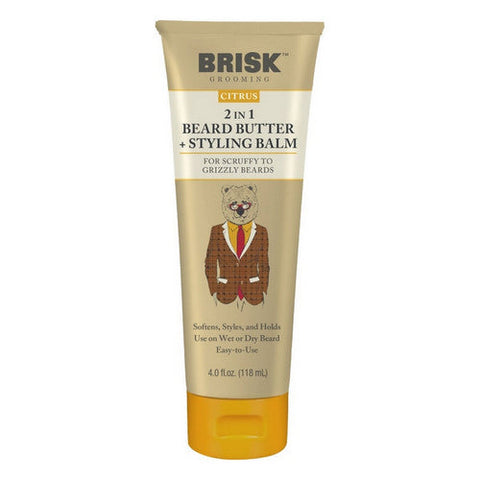 Brisk, Grooming Citrus Beard Butter Styling Balm, 4 Oz Brisk