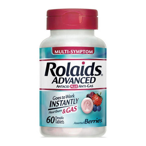 Rolaids, Heartburn Plus Gas Chewable Berry, 60 Count Rolaids