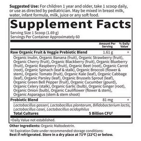 Garden of Life, Organic Raw Probiotics Kids Cooler Powder, 3.57 Oz Garden of Life