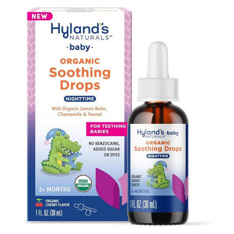 Hylands, Baby Organic Soothing Teething Drops Nighttime Cherry, 1 Oz Hylands