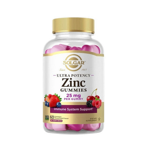 Solgar, Ultra Potency Zinc Gummies Mixed Fruit, 25 Mg, 60 Count Solgar