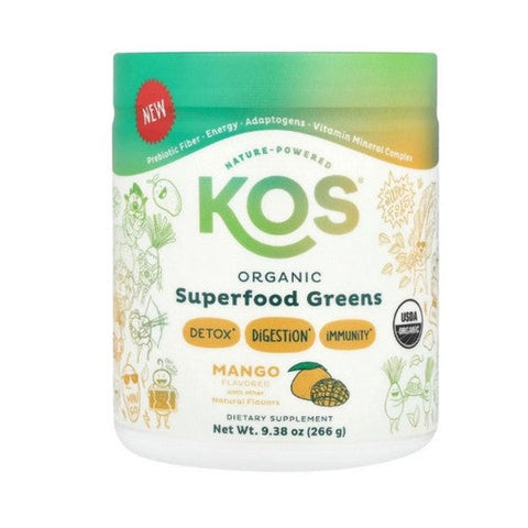 Kos, Organic Superfood Greens Mango, 9.38 Oz Kos