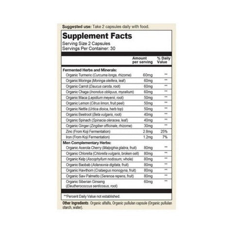 Living Alchemy, Mens Daily Plus Energy Immune And Ageing Support, 60 Vegan Capsules Living Alchemy