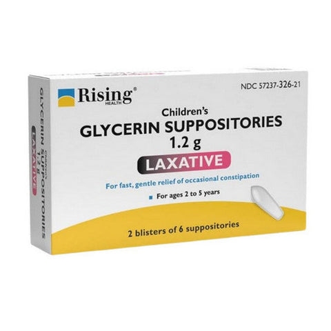 Rising Pharmaceuticals, Children's Glycerin Suppositories Laxative, 12 Count Rising Pharmaceuticals