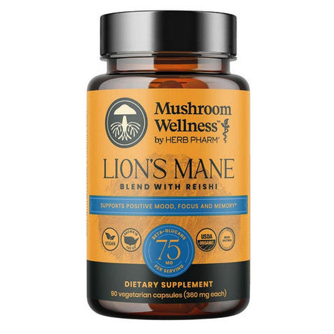 Herb Pharm, Mushroom Wellness Lion's Mane Blend With Reishi, 90 Count Herb Pharm