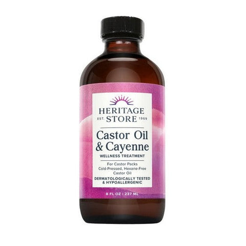 Heritage Store, Castor Oil And Cayenne, 8 Oz Heritage Store