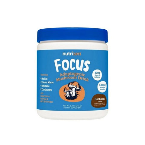 Nutricost, Nutrizen AM Focus Adaptogenic Mushroom Drink Hot Cocoa Flavored, 8.8 Oz / 30 Servings Nutricost