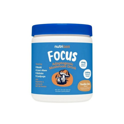 Nutricost, Nutrizen AM Focus Adaptogenic Mushroom Drink Vanilla Chai Flavored, 8.6 Oz / 30 Servings Nutricost
