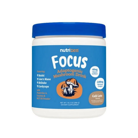 Nutricost, Nutrizen AM Focus Adaptogenic Mushroom Drink Cafe Latte Flavored, 10.3 Oz / 30 Servings Nutricost
