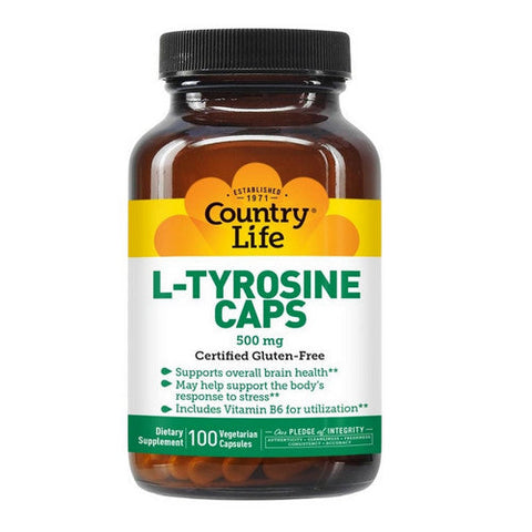 Country Life, L-Tyrosine with B-6, 500 MG, 100 Caps Country Life