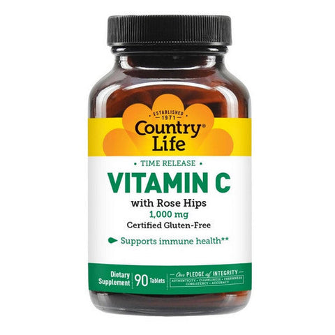 Country Life, Vitamin C with RH & TR, 1000 MG, 90 Tabs Country Life